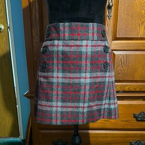 Plaid Button-Detail mini Skirt - Red and Gray